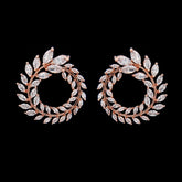 Luxury Olive Branch Cubic Zirconia Stud Earrings